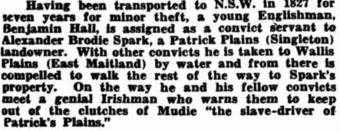 Benjamin Hall assigned to Alexander Brodie Spark