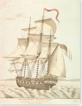 The 'Charles Kerr'. 450 tons, 10 guns Alfred Waylen sailed in her to the Swan, Western Australia. National Maritime Museum, Greenwich, London