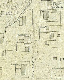 Location of the Commercial Inn, formerly the Newcastle Inn in Watt Street Newcastle - John Armstrong's Map of Newcastle c. 1831