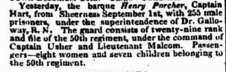 Arrival of the Henry Porcher in 1835