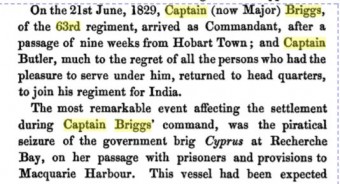 Major Briggs of 63rd Regiment