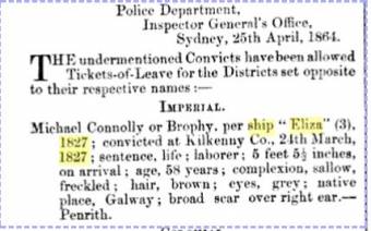 Michael Connolly's Ticket of Leave - Government Gazette